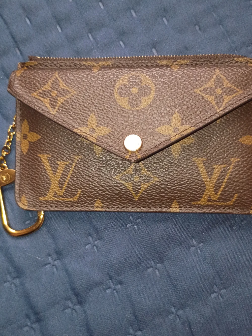 Brown Monogram Envelope Wallet with Gold Hardware